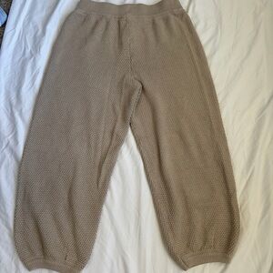Free People Beach Knit Jogger Pants Beige Lounge Boho Cozy Small